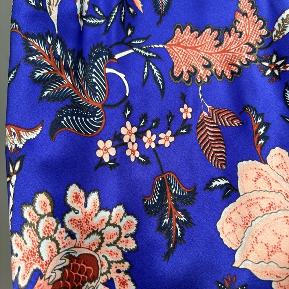 Diane Von Furstenberg Canton Electric Blue Floral Satin Midi Slip Dress Small - Picture 9 of 11